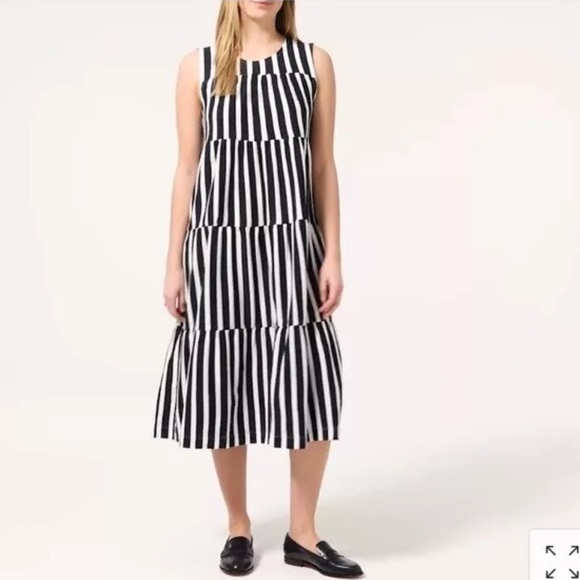 J.Crew Women's Tiered Tank Midi Dress in Navy Stripe Size S - Picture 3 of 11